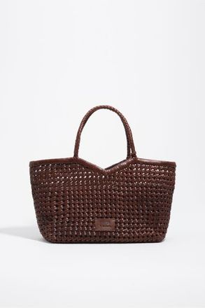 Bimba & Lola Braided Leather Shopper Bag in Nut at Nordstrom