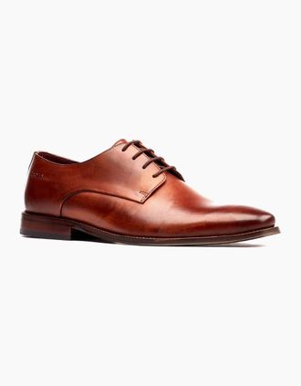 base Mens Marley Plain Toe Mens Derby Shoes - Brown - Size: 11