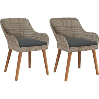 vidaXL Vidaxl - Silla De Jard&iacute;n 2 Pcs Negro 55 X 62.5 X 82cm Rat&aacute;n Sint&eacute;tico
