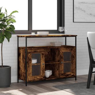 vidaXL Vidaxl - Aparador De Madera De Ingenier&iacute;a Roble Ahumado 100x35x80 Cm