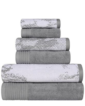Superior Quick-Drying Solid And Marble Effect 6Pc Cotton Towel Set