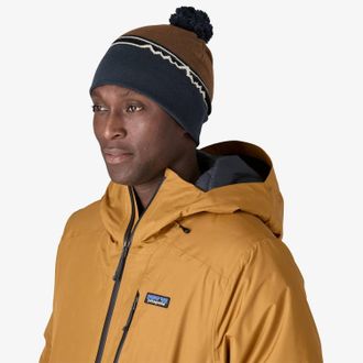 Patagonia Lightweight Powder Town Beanie In Skyline Block: Shelter Brown