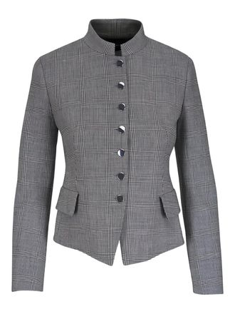 Akris Deva checked stand-collar jacket - Grigio