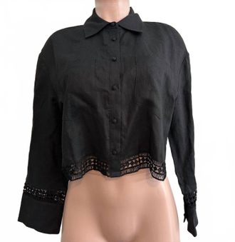 Elie Tahari Womens Crop Top In Black