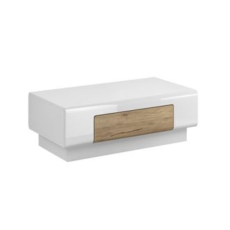 Petits Meubles Mesa de centro 1 caj&oacute;n tableros de aglomerado laminados blanco