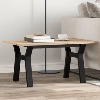 vidaXL Vidaxl - Mesa De Centro Marco Y Madera Maciza Pino Y Acero 80x50x40 Cm