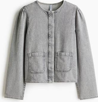 H&M Puff-sleeved Denim Jacket in Washed Gray at Nordstrom, Size X-Small