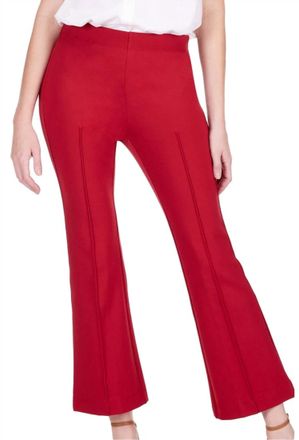 Jade Yoga Front Seaming Ponte Bell Ankle Pant In Red