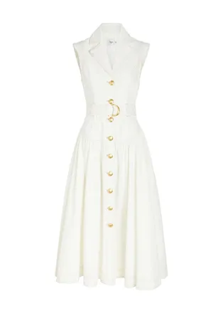 Aje Aje Lilianna Belted Denim Midi Shirt Dress - Ivory - 16 (UK16 / XL)