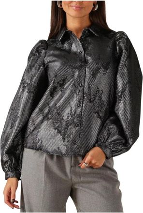 Nukus Lettie Blouse Metallic - Dames - Overhemden - Grijs - M - Katoen - Overhemden