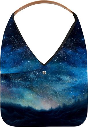 Generic Mystery Tranquil Night Starry Sky Reusable Lightweight Grocery Bags - Foldable Into Compact Pouch, Washable & Sturdy, Multipurpose for Shopping and Tr