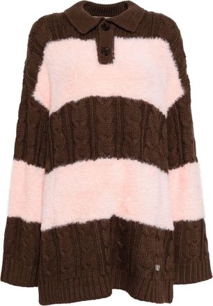 Bapy by A Bathing Ape Maglione a righe orizzontali con placca logo - Marrone