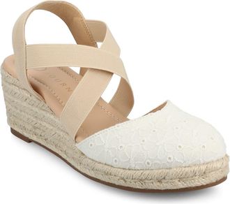 Journee Collection Ashlee Espadrille Wedge Pump - Extra Wide Width Available in White at Nordstrom Rack, Size 9.5