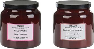 Beliani Conjunto De 2 Velas Arom&aacute;ticas 100% Cera De Soja Mecha De Algod&oacute;n Vidrio Fragancia Fresca Mistela/romero Lavanda Absolute Alchemy