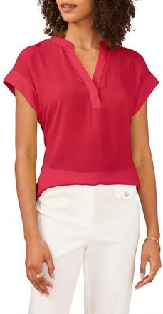 Chaus Split Neck Georgette Blouse in Passion Fruit at Nordstrom, Size Large