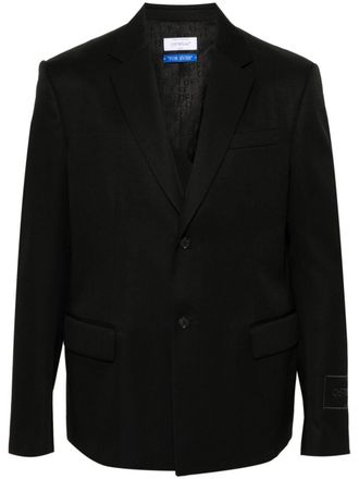 Off-white logo-embroidered wool blazer - men - Virgin Wool/Viscose/Cupro - 46 - Black