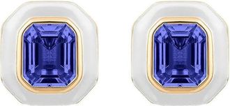 Goshwara 18K yellow gold square-cut tanzanite earrings - women - Tanzanite/18kt Yellow Gold/Enamel - One Size