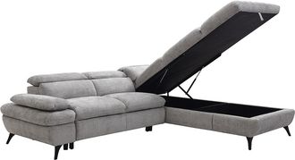 Vente-Unique Sof&aacute; rinconera derecha en tela texturizada gris SURDELI