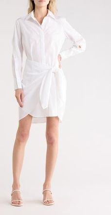 Derek Lam Tie Waist Cotton Shirtdress in White at Nordstrom Rack, Size 12