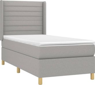 vidaXL Cama Box Spring Con Colch&oacute;n Tela Gris Claro 90x200 Cm Vidaxl