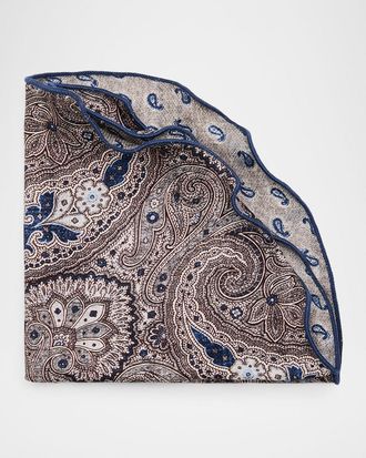 Edward Armah Mens Reversible Paisley Silk Pocket Circle