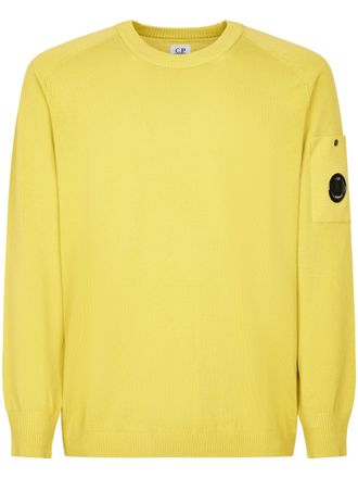 C.P. Company Cotton Crepe Crewneck Sweater with Distinctive Lens Detail