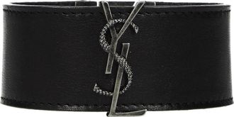 Saint Laurent Bracciali Donna Pelle Nero/Argento