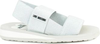 Love Moschino Platte Sandaal - Dames - Sandalen - Grijs - 37 EU - Denim - Schoenen
