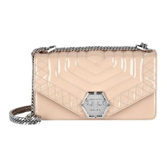 Philipp Plein Tassen, Dames, Beige, ONE Size, Leer, Schoudertas Hexagon