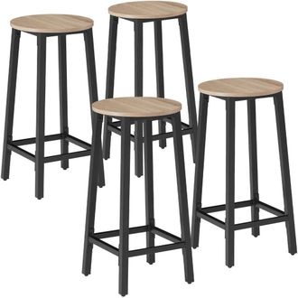 TecTake Set Of Bar Stools Corby Industrial Wood Light Set Of 4 in Light Oak