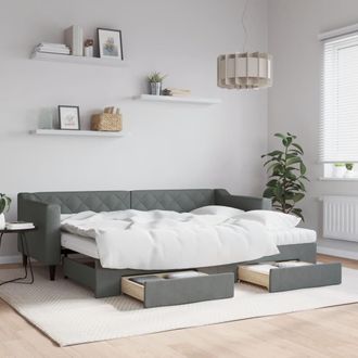 vidaXL Vidaxl - Sof&aacute; Cama Nido Con Cajones Tela Gris Oscuro 80x200 Cm