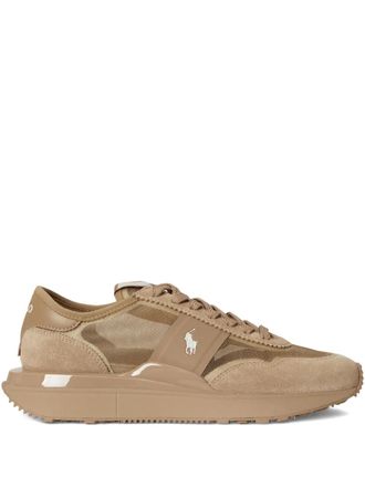 Polo Ralph Lauren train 89 mesh suedetrainers - women - Calf Suede/Polyester/Polyurethane/Rubber/Polyester - 8.5 - Brown