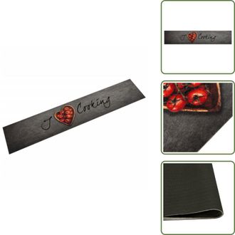 vidaXL The Living Store Tappeto da Cucina Lavabile Testo Cucinare 60x300 cm in Velluto - Tappeto cucina