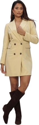 Co'Couture Nilan CC Blazer Jurk - Dames - Korte kleedjes - Beige - XL - Leer - Kleedjes