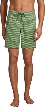 Lands End 7 Inch Volley Hydroliner Swim Trunks in Eucalyptus Geo at Nordstrom, Size X-Large