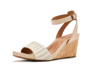 Lucky Brand Lynda Cork Wedge Sandals Womens Wedge Shoes Natural : 7.5 M, Leather