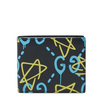 Gucci Black Blue Yellow Pvc Leather Wallet (Bi-Fold) (Pre-Owned)