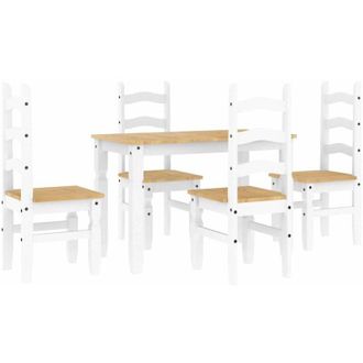 vidaXL Vidaxl - Juego De Comedor Panama 5 Pzas Madera Maciza De Pino Blanco