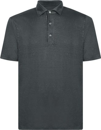 Dell'Oglio Blauw Polo Shirt Klassiek Design - Heren - Polos - Blauw - XL - Linnen - Tops
