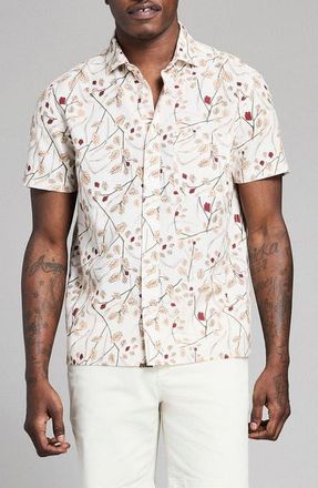 Billy Reid Textural Oat Short Sleeve Button-Up Shirt in Tinted White at Nordstrom, Size Xx-Large