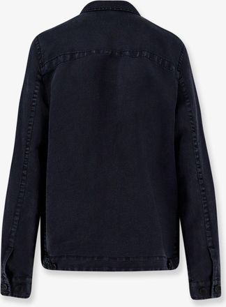 Marie Mas Mens Shirt Jacket With Logo Blue Polyamide