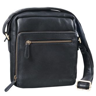 STILORD Nathan Vintage Cross-body Bag Small for men/shoulder bag/for 10.1 inch Tablets iPad genuine buff leather, Colour:black