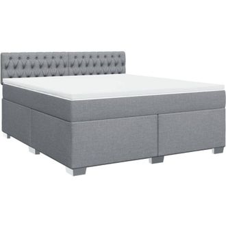 vidaXL Vidaxl - Cama Box Spring Con Colch&oacute;n Tela Gris Claro 180x200 Cm