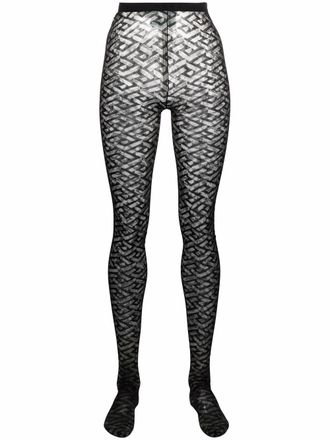 Versace Panty met Greca print - Zwart