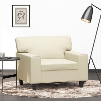 vidaXL Sill&oacute;n Cuero Sint&eacute;tico Crema 60 Cm Vidaxl