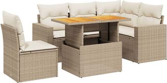 vidaXL Juego De Sof&aacute;s Jard&iacute;n Con Cojines 6 Pzas Rat&aacute;n Sint&eacute;tico Beige Vidaxl