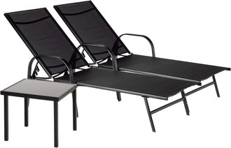 Harbour Housewares Sussex Sun Loungers and Table 3pc Set