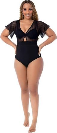 Dai Moda Womens Michelle One Piece Swimsuit in Black at Nordstrom, Size Xx-Large