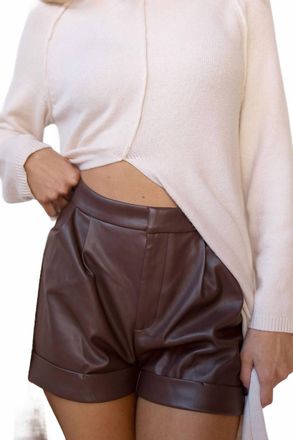 Sirena Collection Alice Leather Shorts In Brown