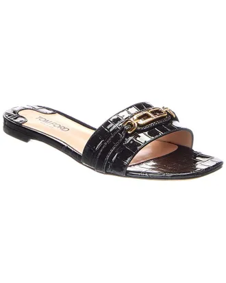 Tom Ford Logo Leather Flat Sandal